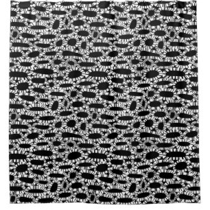 Abstract 250923 - White on Black Shower Curtain