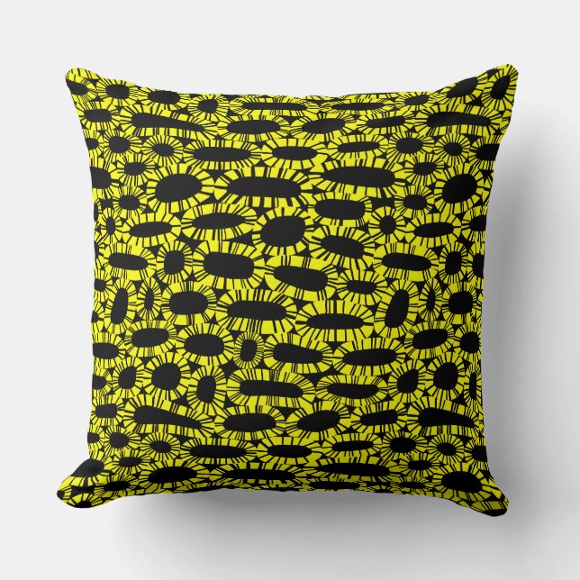 Abstract 250923 - Yellow on Black Cushion (Front)