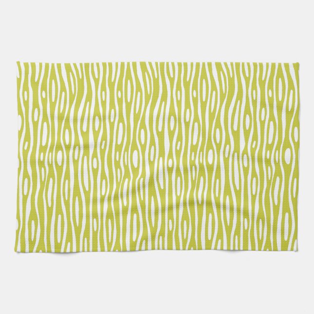 Abstract 280314 - Banana Yellow on White Tea Towel (Horizontal)