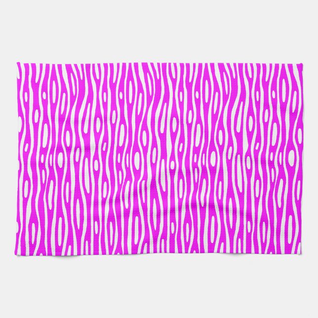 Abstract 280314 - Magenta on White Tea Towel (Horizontal)