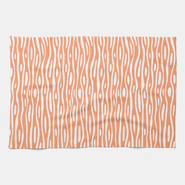 Abstract 280314 - Peach on White Tea Towel (Horizontal)