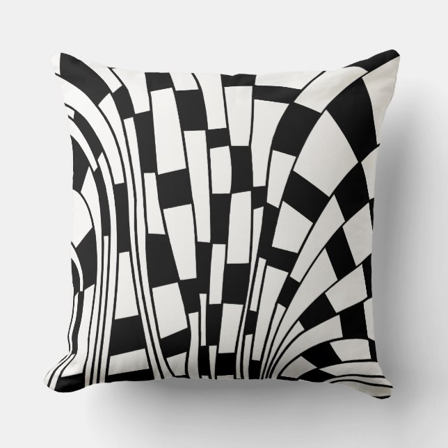 Abstract 290417 - Black on White Cushion (Front)