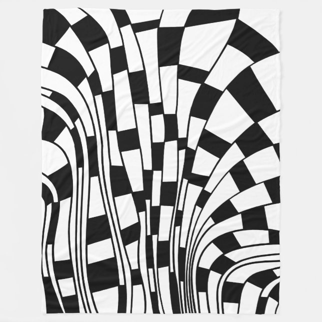 Abstract 290417 - Black on White Fleece Blanket (Front)