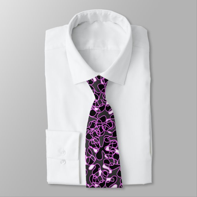 Abstract 290523 Black, Magenta and White Tie (Tied)