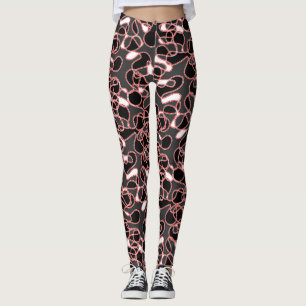 Abstract 290523 Black, Red and White Leggings