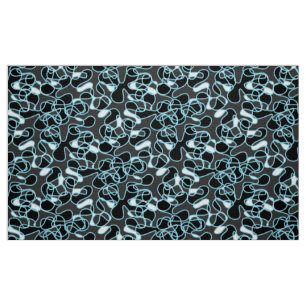 Abstract 290523 Black, Sky Blue and White Fabric