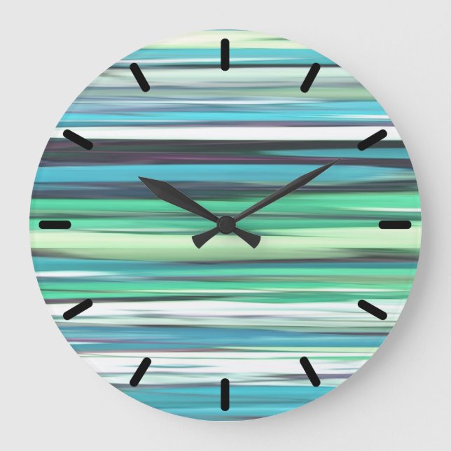 Abstract #2: Aqua blue green blur Large Clock (Front)