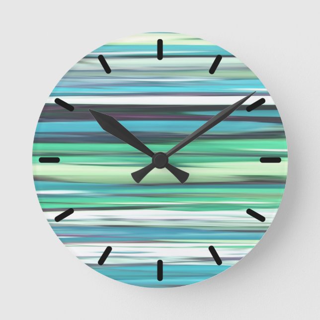 Abstract #2: Aqua blue green blur Round Clock (Front)
