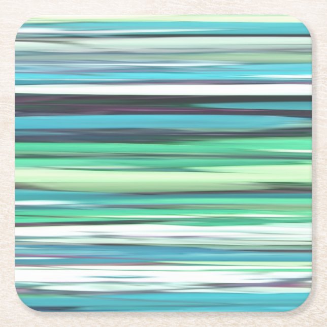 Abstract #2: Aqua blue green blur Square Paper Coaster (Front)