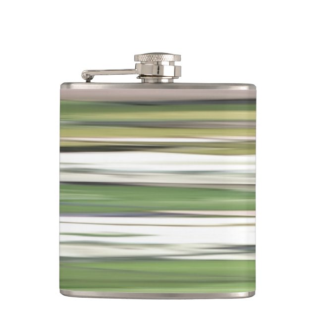 Abstract #2: Olive green blur Hip Flask (Front)