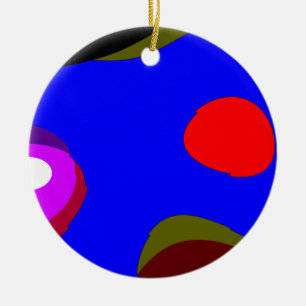 Abstract 309 - Blue Red Black Purple Ceramic Tree Decoration