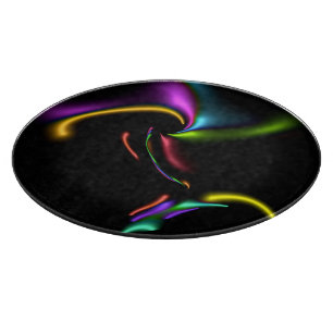Abstract 334 Bright Graceful Shapes on Black Cutting Board