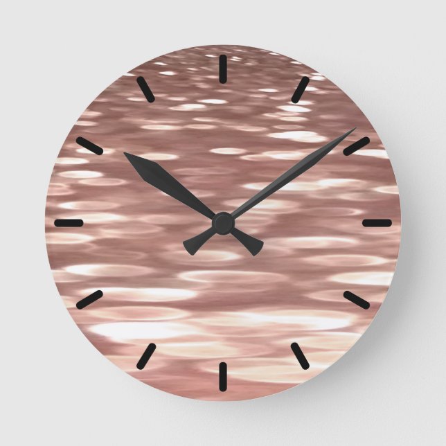 Abstract #3: Copper Rose Gold shimmer Round Clock (Front)
