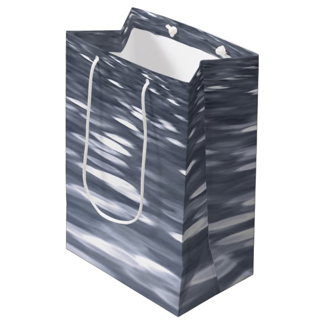 Abstract #3: Gunmetal shimmer Medium Gift Bag (Front Angled)