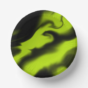 Abstract 3 in Black and Lime Green Paper Plate