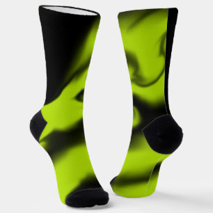 Abstract 3 in Black and Lime Green  Socks