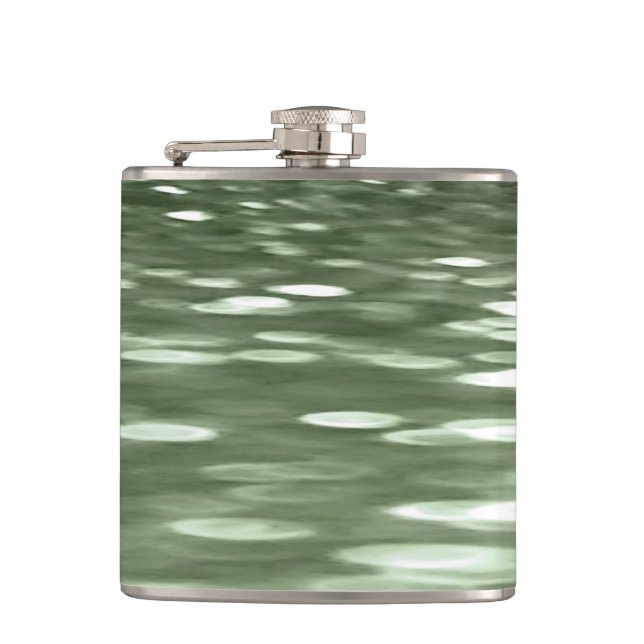 Abstract #3: Olive green blur Hip Flask (Front)