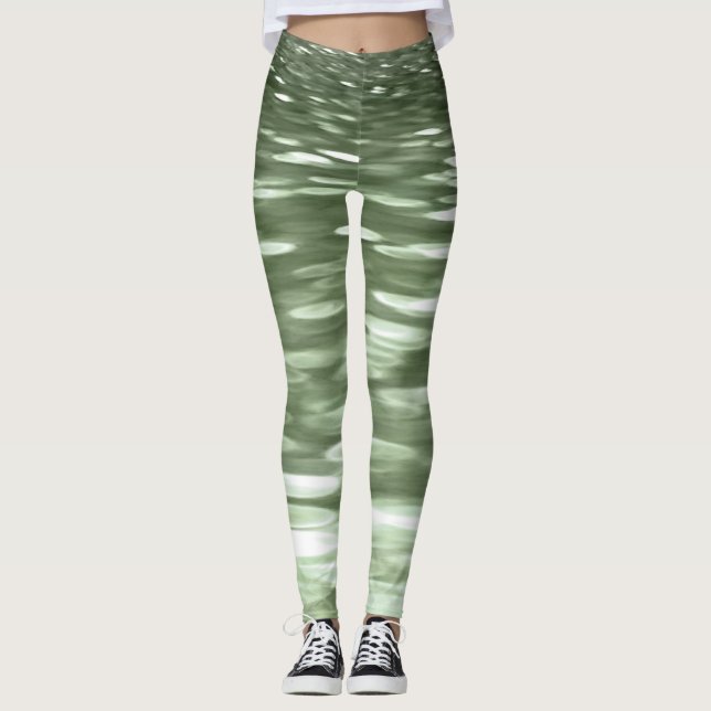 Abstract #3: Olive green blur Leggings (Front)