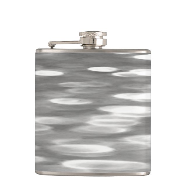 Abstract #3: Silver gray shimmer Hip Flask (Front)
