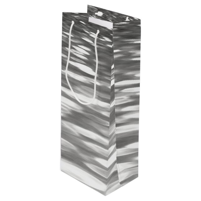Abstract #3: Silver gray shimmer Wine Gift Bag (Front Angled)