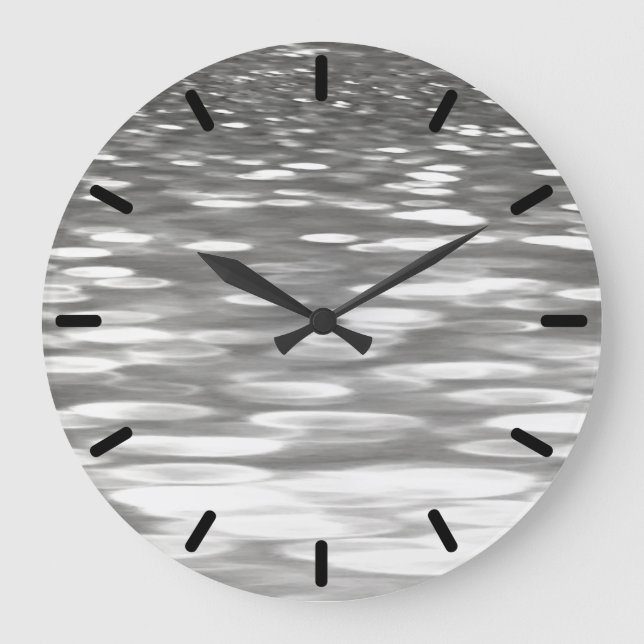 Abstract #3: Silver grey shimmer Large Clock (Front)