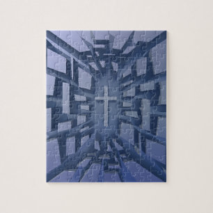 Abstract 3D Christian Cross Jigsaw Puzzle