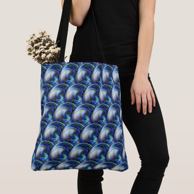 Abstract 3d circles pattern with bubbles. tote bag (Close Up)