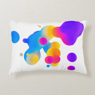 Abstract 3d colorful gradient drops liquid on whit decorative cushion