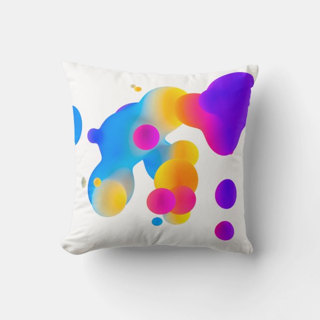 Abstract 3d colourful gradient drops liquid on whi cushion (Front)