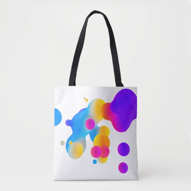 Abstract 3d colourful gradient drops liquid on whi tote bag (Front)