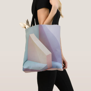 Abstract 3D Geometric Blocks Pastel Aesthetic Tote Bag