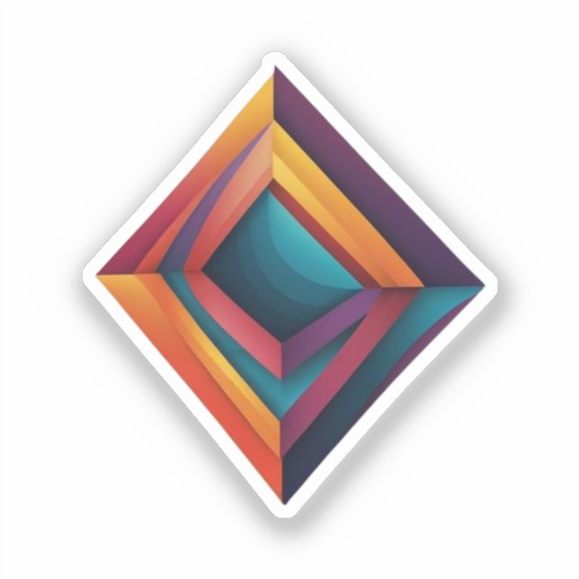 Abstract 3D Geometric Diamond Gradient Art (Front)