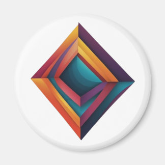 Abstract 3D Geometric Diamond Gradient Art Magnet