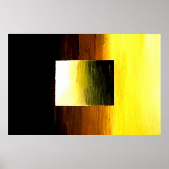 ABSTRACT 3D GOLDEN YELLOW SQUARE POSTER (Front)