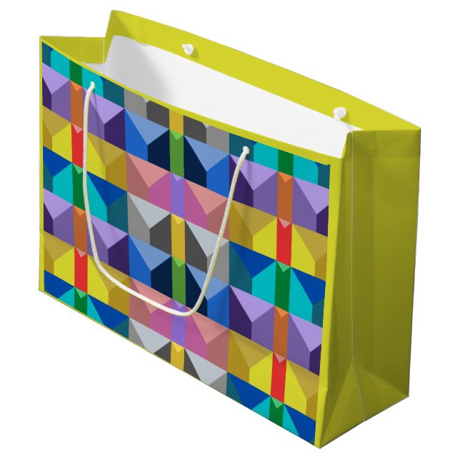Abstract 3D Triangle Pattern Large Gift Bag (Front Angled)
