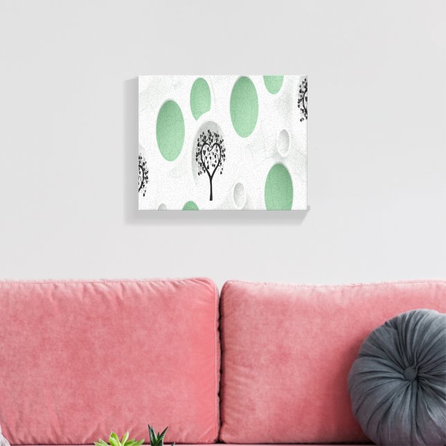 Abstract 3D with Circles Heart Leaf Tree Canvas Print (Insitu(LivingRoom))