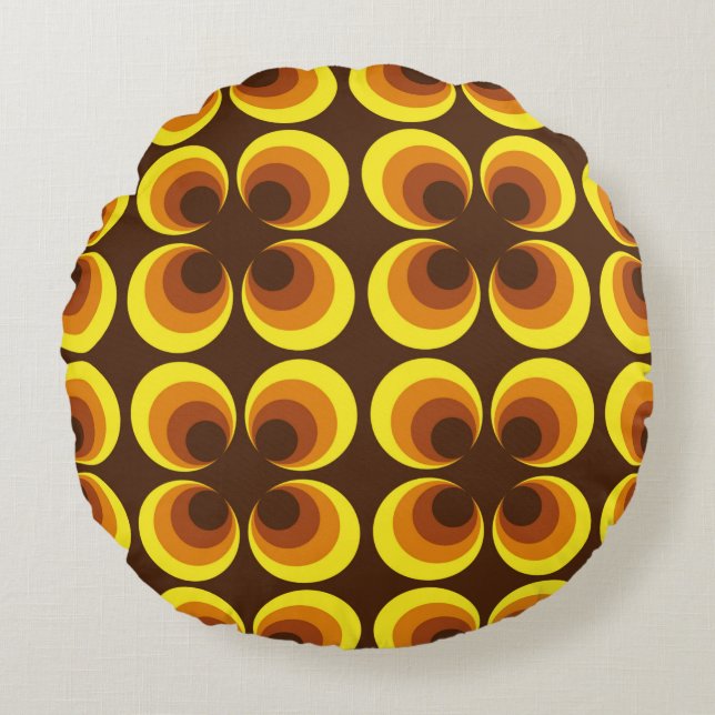 Abstract. 60s colourful seamless pattern, retro st round cushion (Front)