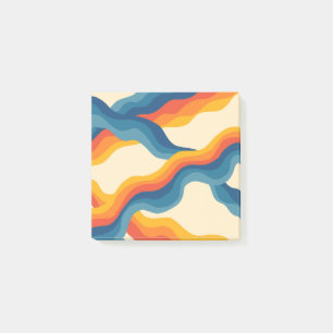Abstract 70s Retro Orange Blue Wavy Stripe Pattern Post-it Notes