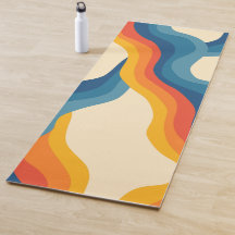 Abstract 70s Retro Orange Blue Wavy Stripe Pattern