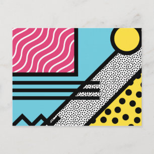 Abstract 80s memphis pop art style graphics postcard