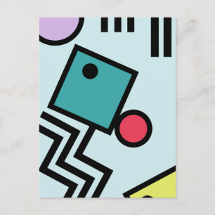 Abstract 80s memphis pop art style graphics postcard