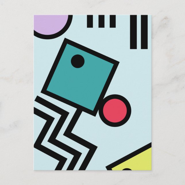 Abstract 80s memphis pop art style graphics postcard (Front)