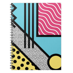 Abstract 80s memphis pop art style graphics spiral notebook