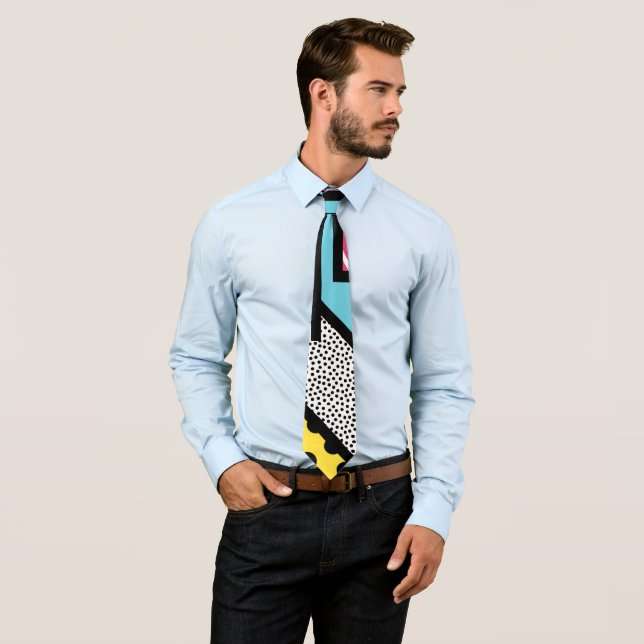 Abstract 80s memphis pop art style graphics tie (In Situ)