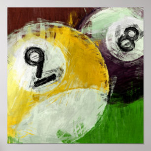 Abstract 8 and 9 Ball Poster