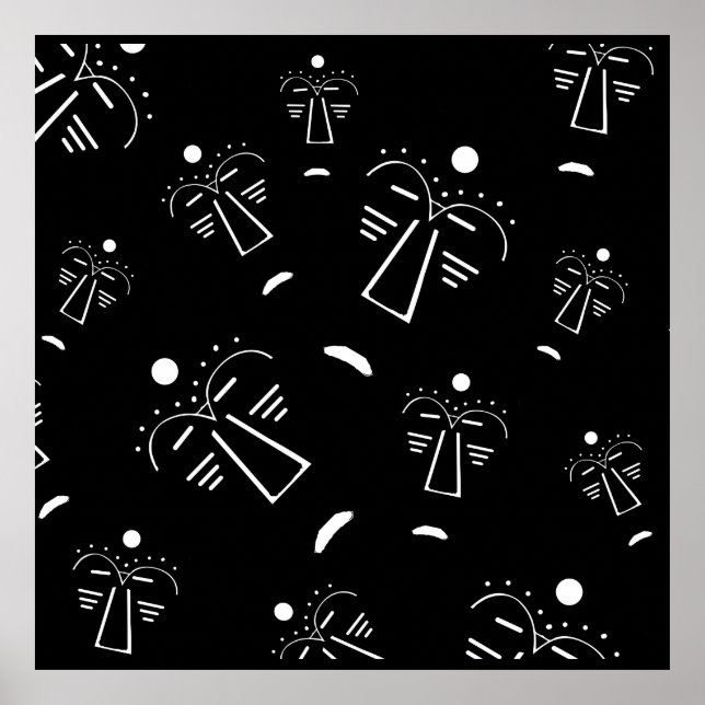 Abstract Aboriginal tribal black mask Poster (Front)