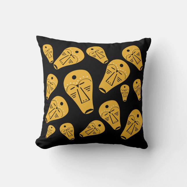 Abstract Aboriginal tribal tattoo mask  Cushion (Front)