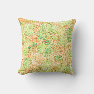 Abstract acer leaf on scratched ground cushion