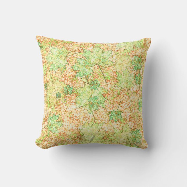 Abstract acer leaf on scratched ground cushion (Front)