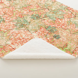 Abstract acer leaves upon scratched coral ground sherpa blanket